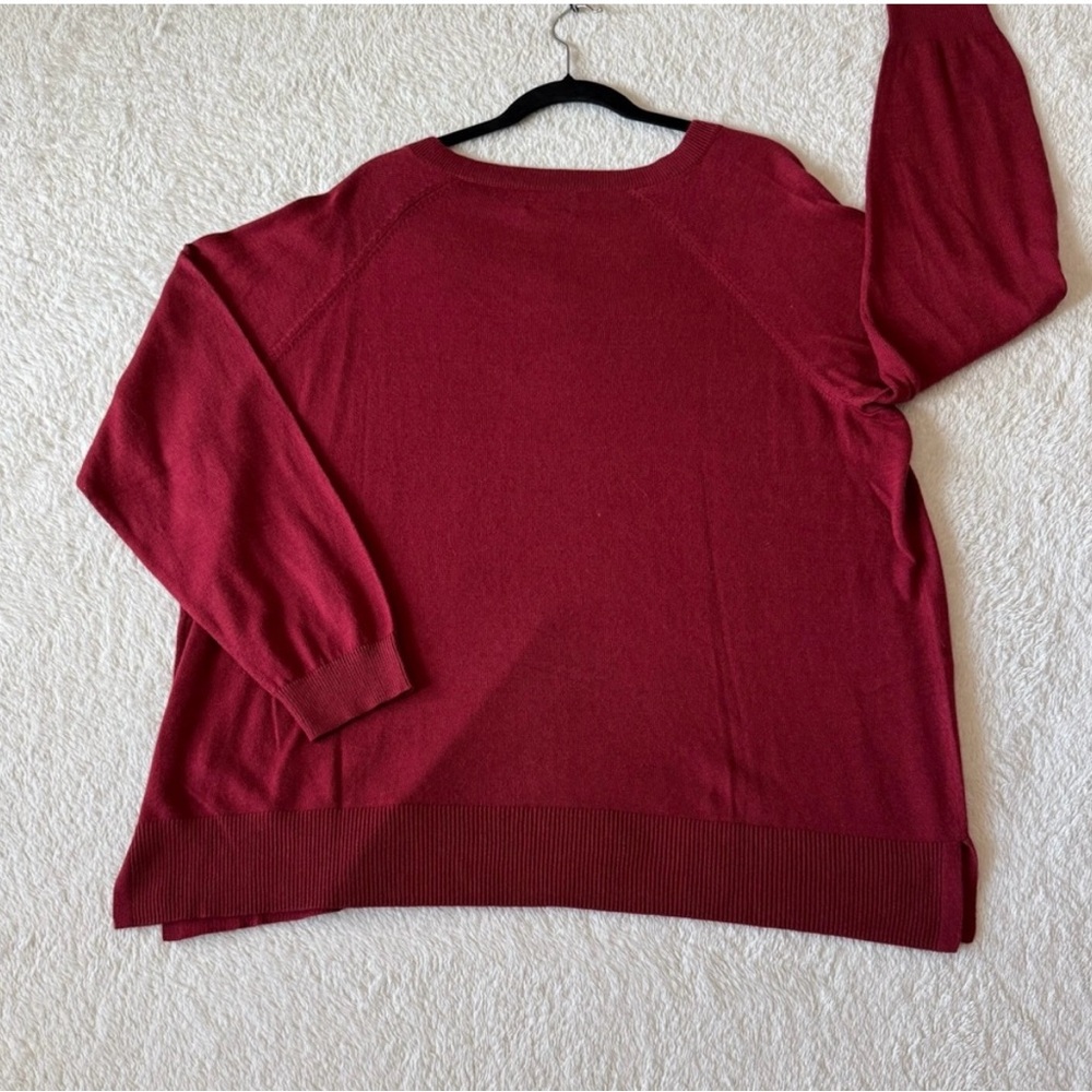 Lucky Brand Long Sleeves V Neck Sweater Size XXL Pomegranate Color New - Picture 5 of 11